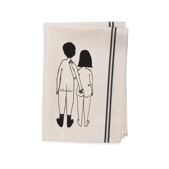 Helen b Naked Couple Back Tea Towel