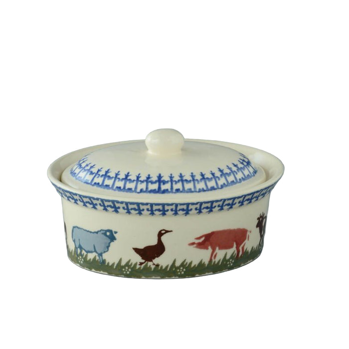 Brixton Farm Animals Oval Butter Dish 17cm