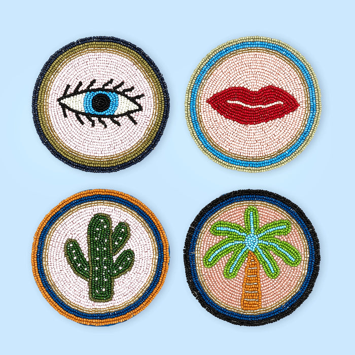 Eleanor Bowmer Electric Coast Set of 4 Icon Beaded Coasters