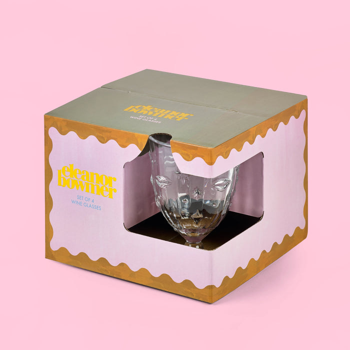 Eleanor Bowmer Lips & Stars Set of 4 Wine Glasses