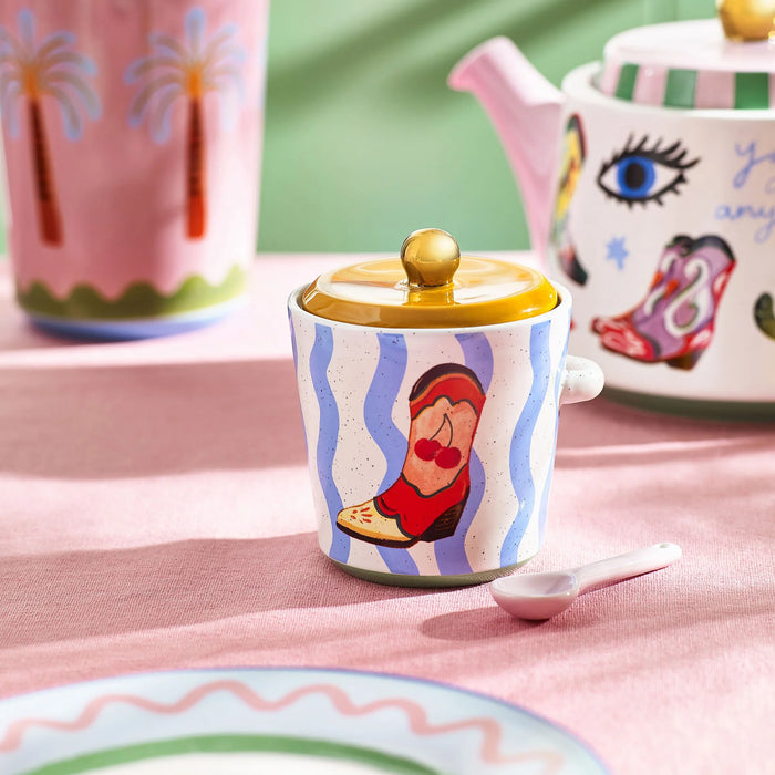 Eleanor Bowmer Electric Coast Sugar Pot and Spoon Set