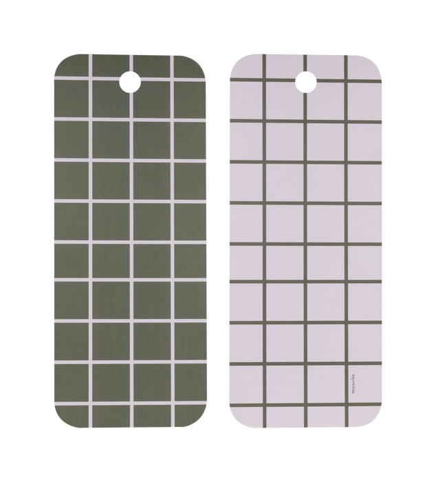 Muurla - Checks & Stripes Board, 18x44cm, Olive