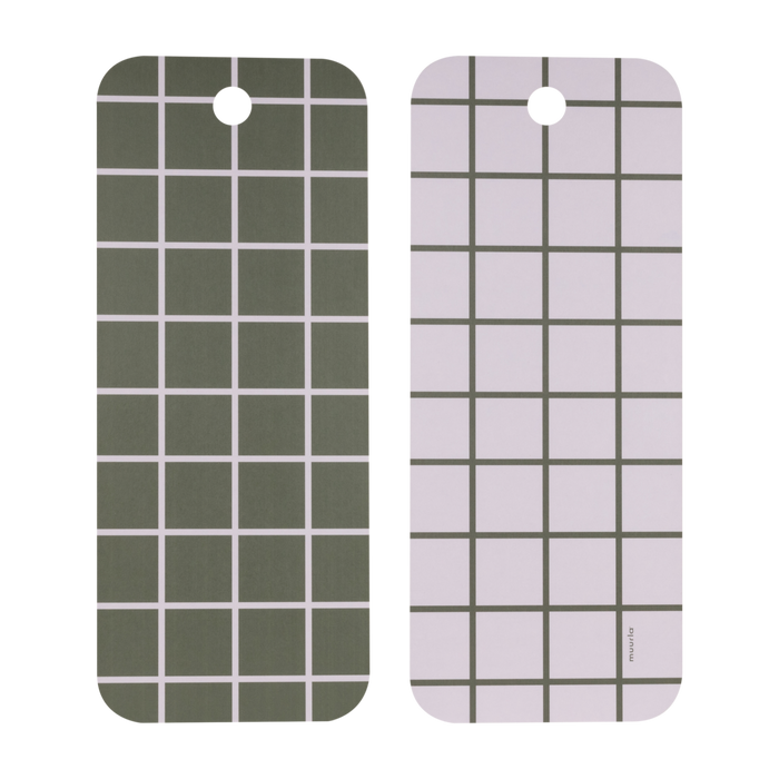 Muurla - Checks & Stripes Board, 18x44cm, Olive