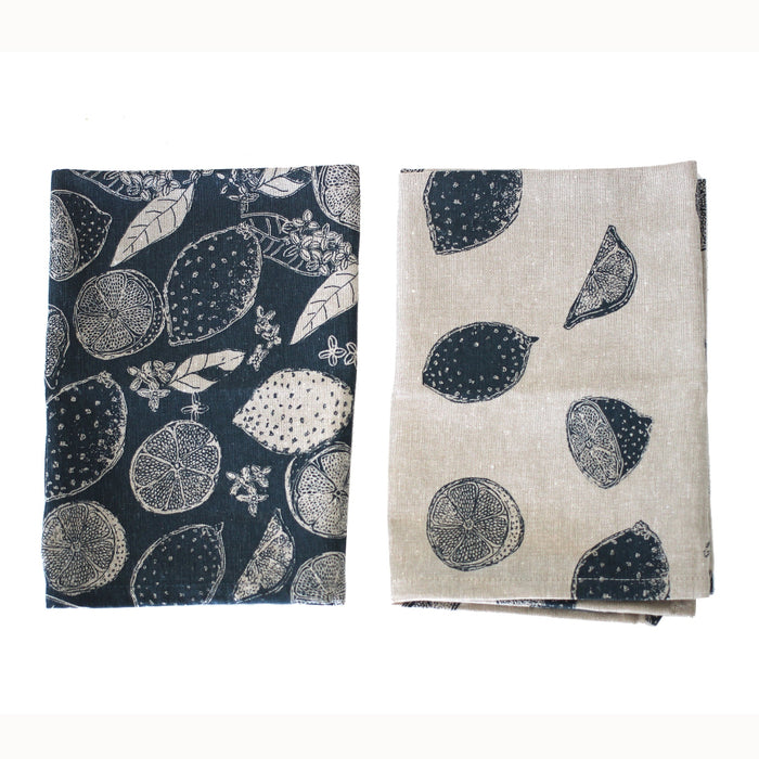 Lemonade Tea Towel Pack 2 Dark Slate