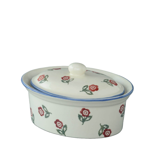 Brixton Scattered Rose Oval Butter Dish 17cm
