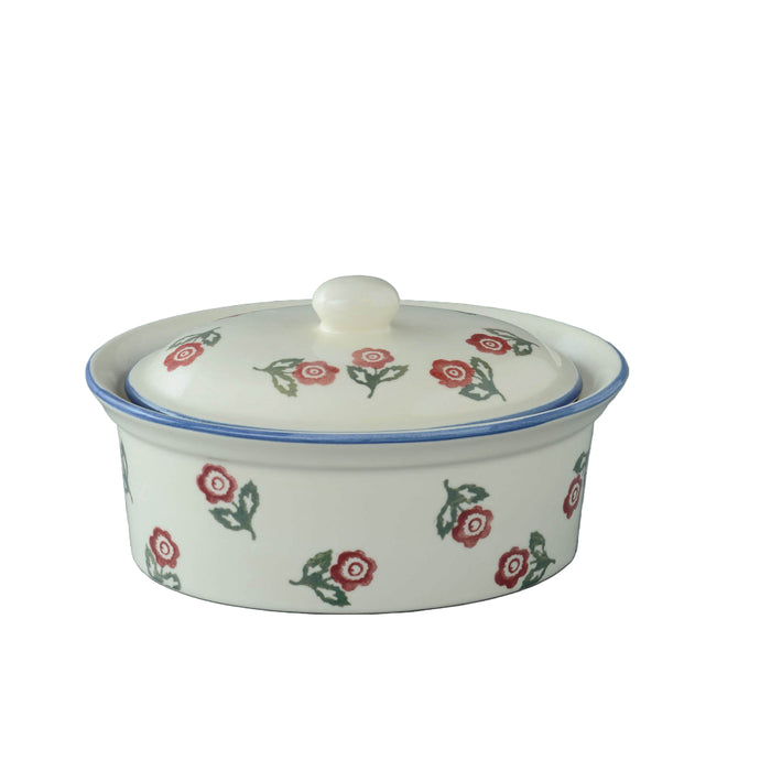 Brixton Scattered Rose Oval Butter Dish 17cm