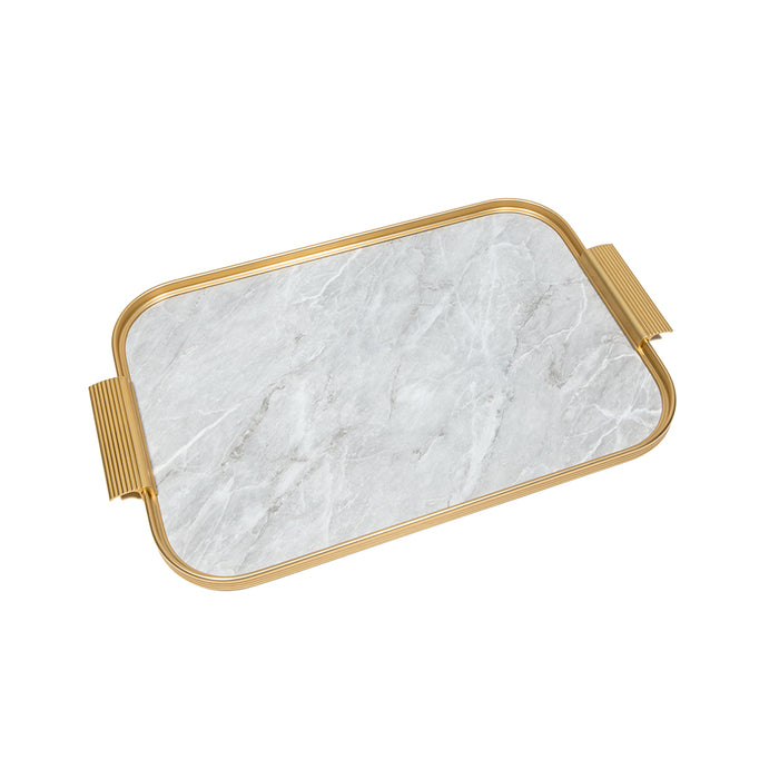 Light grey marble/ Gold tray