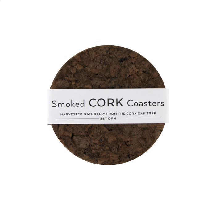 Smoked Cork Round Coaster Set