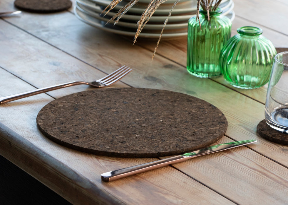 Smoked Cork Round Placemat Set