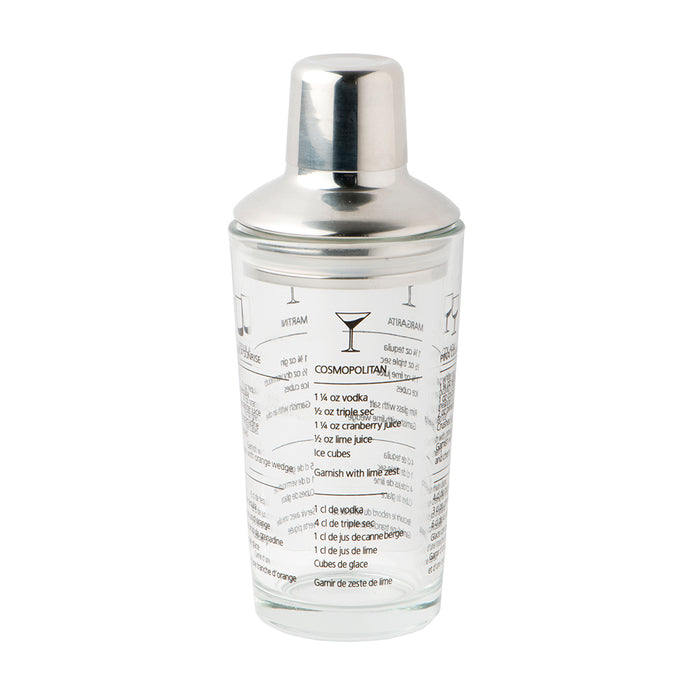 Classic glass cocktail shaker