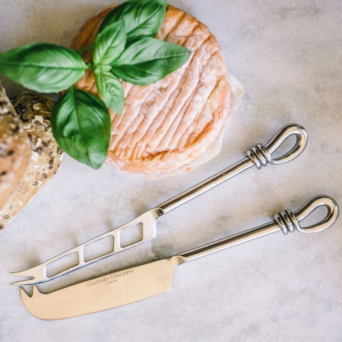 Polished Knot Traditional Cheese and  Soft Cheese Knife Set