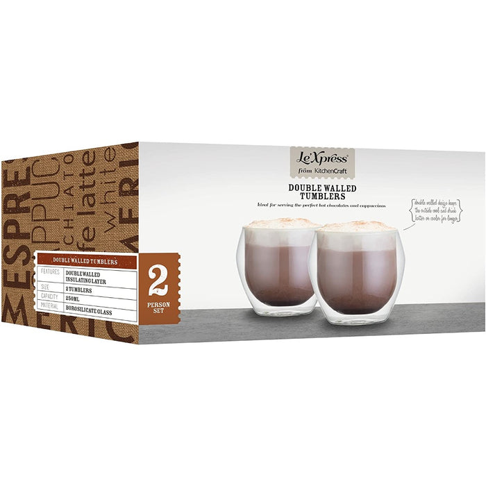 Walled glass tumblers set of 2