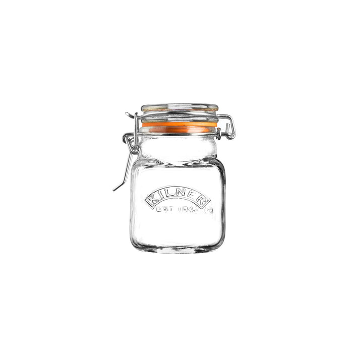 Clip top square spice jar